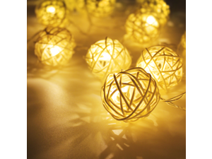 Rattan Ball Battery Operated LED Christmas String Lights - 2 Work Modes, 10ft Length, Warm White 20pcs Balls for Christmas, Holiday, Party, Event Decorative Lighting Rattan Ball Battery Operated LED Christmas String Lights - 2 Work Modes, 10ft Length, Warm White 20pcs Balls for Christmas, Holiday, Party, Event Decorative Lighting