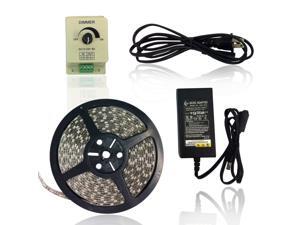 Super Value LED Strip Light Kit - Kit Includes: 16.4ft (5m) Waterproof Flexible Warm White LED Strip Lights (300LEDs 5050 IP-65) + PWM LED Dimmer + 12V 6A Power Adapter Super Value LED Strip Light Kit - Kit Includes: 16.4ft (5m) Waterproof Flexible Warm White LED Strip Lights (300LEDs 5050 IP-65) + PWM LED Dimmer + 12V 6A Power Adapter