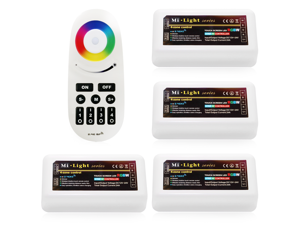WiFi Compatible RGB+White Controller Kit: 4pcs RGBW Multi Zone Controllers + RF Remote - 4-zone RGBW LED Controller - Compatible with Smartphone/Tablet PC (Hub not included) WiFi Compatible RGB+White Controller Kit: 4pcs RGBW Multi Zone Controllers + RF Remote - 4-zone RGBW LED Controller - Compatible with Smartphone/Tablet PC (Hub not included)