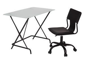 2-Piece Desk and Chair Set with Frosted Tempered Glass top and Black PVC covered seat and back Chair 2-Piece Desk and Chair Set with Frosted Tempered Glass top and Black PVC covered seat and back Chair