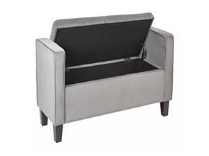 Cordoba Storage Bench with Pillows in Charcoal Velvet Fabric Cordoba Storage Bench with Pillows in Charcoal Velvet Fabric