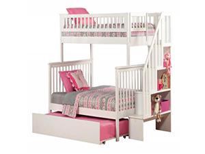 Woodland Staircase Bunk Bed Twin over Full with Urban Trundle Bed in White Woodland Staircase Bunk Bed Twin over Full with Urban Trundle Bed in White