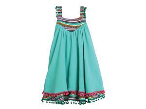 sme Mixed Stripe Border Circle Dress for 2-3 years Girls Green Color sme Mixed Stripe Border Circle Dress for 2-3 years Girls Green Color