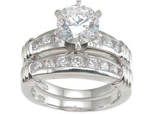 Plutus Sterling Silver Rhodium Finish CZ Fashion Engagement Set Ring Plutus Sterling Silver Rhodium Finish CZ Fashion Engagement Set Ring