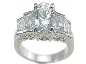 Plutus Sterling Silver Rhodium Finish CZ Princess Antique Style Engagement Ring Plutus Sterling Silver Rhodium Finish CZ Princess Antique Style Engagement Ring