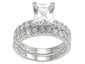 Plutus Sterling Silver Rhodium Finish CZ Princess Engagement Set Ring Plutus Sterling Silver Rhodium Finish CZ Princess Engagement Set Ring
