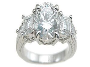 Plutus Sterling Silver Rhodium Finish CZ Princess Antique Style Engagement Ring Plutus Sterling Silver Rhodium Finish CZ Princess Antique Style Engagement Ring