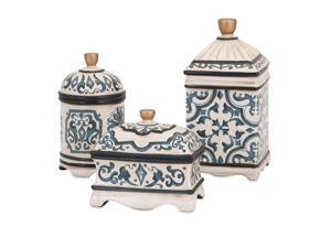 Beth Kushnick Hand-painted Ceramic Boxes - Set of 3 Beth Kushnick Hand-painted Ceramic Boxes - Set of 3