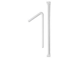 Wrapped Super-Jumbo Flexible Straws, 7 5/8", White Wrapped Super-Jumbo Flexible Straws, 7 5/8", White