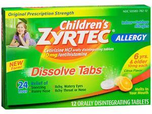 Children's Zyrtec 24 hour Allergy Relief 10mg -12 Dissolve Tablets Children's Zyrtec 24 hour Allergy Relief 10mg -12 Dissolve Tablets