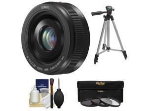 Panasonic Lumix G Vario 20mm f/1.7 II ASPH Lens for G Series Cameras (Black) with 3 UV/ND8/CPL Filters + Tripod + Accessory Kit Panasonic Lumix G Vario 20mm f/1.7 II ASPH Lens for G Series Cameras (Black) with 3 UV/ND8/CPL Filters + Tripod + Accessory Kit