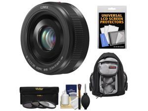 Panasonic Lumix G Vario 20mm f/1.7 II ASPH Lens for G Series Cameras (Black) with 3 UV/ND8/CPL Filters + Backpack Case + Accessory Kit Panasonic Lumix G Vario 20mm f/1.7 II ASPH Lens for G Series Cameras (Black) with 3 UV/ND8/CPL Filters + Backpack Case + Accessory Kit