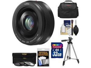 Panasonic Lumix G Vario 20mm f/1.7 II ASPH Lens for G Series Cameras (Black) with 32GB Card + 3 UV/ND8/CPL Filters + Case + Tripod + Accessory Kit Panasonic Lumix G Vario 20mm f/1.7 II ASPH Lens for G Series Cameras (Black) with 32GB Card + 3 UV/ND8/CPL Filters + Case + Tripod + Accessory Kit