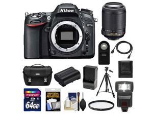 Nikon D7100 Digital SLR Camera Body with 55-200mm VR Lens + 64GB Card + Battery + Case + Flash + Filter + Tripod Kit Nikon D7100 Digital SLR Camera Body with 55-200mm VR Lens + 64GB Card + Battery + Case + Flash + Filter + Tripod Kit