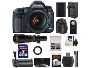 Canon EOS 5D Mark III Digital SLR Camera with EF 24-105mm L IS USM Lens with 500mm Telephoto Lens + 64GB Card + Grip + Battery & Charger + Backpack + Monopod Kit Canon EOS 5D Mark III Digital SLR Camera with EF 24-105mm L IS USM Lens with 500mm Telephoto Lens + 64GB Card + Grip + Battery & Charger + Backpack + Monopod Kit
