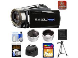Bell & Howell DNV16HDZ 1080p HD Video Camera Camcorder with Infrared Night Vision (Black) with 16GB Card + Case + Tripod + Wide Angle & Telephoto Lenses + Accessory Kit Bell & Howell DNV16HDZ 1080p HD Video Camera Camcorder with Infrared Night Vision (Black) with 16GB Card + Case + Tripod + Wide Angle & Telephoto Lenses + Accessory Kit