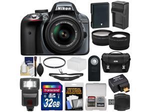 Nikon D3300 Digital SLR Camera & 18-55mm G VR DX II AF-S Zoom Lens (Grey) with WU-1a Wi-Fi Adapter + 32GB Card + Battery & Charger + Case + Flash + 2 Lens Kit Nikon D3300 Digital SLR Camera & 18-55mm G VR DX II AF-S Zoom Lens (Grey) with WU-1a Wi-Fi Adapter + 32GB Card + Battery & Charger + Case + Flash + 2 Lens Kit