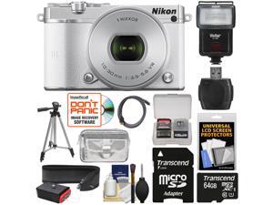 Nikon 1 J5 Wi-Fi Digital Camera & 10-30mm Lens (White) with 64GB Card + Sling Strap + Case + Tripod + Flash + Kit Nikon 1 J5 Wi-Fi Digital Camera & 10-30mm Lens (White) with 64GB Card + Sling Strap + Case + Tripod + Flash + Kit