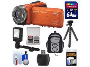 JVC Everio GZ-R320 Quad Proof Full HD Digital Video Camera Camcorder (Orange) with 64GB Card + Backpack Case + Flex Tripod + LED Light + Kit JVC Everio GZ-R320 Quad Proof Full HD Digital Video Camera Camcorder (Orange) with 64GB Card + Backpack Case + Flex Tripod + LED Light + Kit