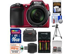 Nikon Coolpix L840 Wi-Fi Digital Camera (Red) - Factory Refurbished with 16GB Card + Batteries & Charger + Case + Tripod + Kit Nikon Coolpix L840 Wi-Fi Digital Camera (Red) - Factory Refurbished with 16GB Card + Batteries & Charger + Case + Tripod + Kit