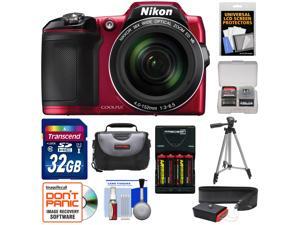 Nikon Coolpix L840 Wi-Fi Digital Camera (Red) - Factory Refurbished with 32GB Card + Batteries & Charger + Case + Tripod + Strap + Kit Nikon Coolpix L840 Wi-Fi Digital Camera (Red) - Factory Refurbished with 32GB Card + Batteries & Charger + Case + Tripod + Strap + Kit