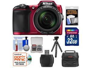 Nikon Coolpix L840 Wi-Fi Digital Camera (Red) - Factory Refurbished with 32GB Card + Case + Flex Tripod + Kit Nikon Coolpix L840 Wi-Fi Digital Camera (Red) - Factory Refurbished with 32GB Card + Case + Flex Tripod + Kit