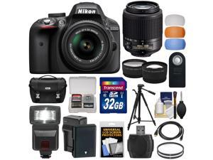 Nikon D3300 Digital SLR Camera & 18-55mm VR DX II (Black) + 55-200mm DX AF-S Lens + 32GB Card + Battery + Case + Tripod + Flash + Tele/Wide Lens Kit Nikon D3300 Digital SLR Camera & 18-55mm VR DX II (Black) + 55-200mm DX AF-S Lens + 32GB Card + Battery + Case + Tripod + Flash + Tele/Wide Lens Kit