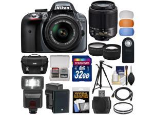 Nikon D3300 Digital SLR Camera & 18-55mm VR DX II (Grey) + 55-200mm DX AF-S Lens + 32GB Card + Battery + Case + Tripod + Flash + Tele/Wide Lens Kit Nikon D3300 Digital SLR Camera & 18-55mm VR DX II (Grey) + 55-200mm DX AF-S Lens + 32GB Card + Battery + Case + Tripod + Flash + Tele/Wide Lens Kit