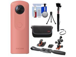 Ricoh Theta SC 360-Degree Spherical Digital Camera (Pink) with Helmet Mounts + Case + Selfie Stick + Mini Tripod + Kit Ricoh Theta SC 360-Degree Spherical Digital Camera (Pink) with Helmet Mounts + Case + Selfie Stick + Mini Tripod + Kit