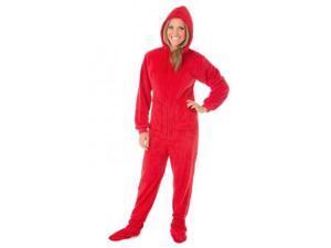 701 Red Plush Drop-Seat Footed Pajamas w/ Hood W/ Drop Seat 701 Red Plush Drop-Seat Footed Pajamas w/ Hood W/ Drop Seat
