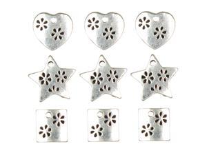 Jewelry Basics Metal Charms 9/Pkg-Silver Heart/Star/Square Jewelry Basics Metal Charms 9/Pkg-Silver Heart/Star/Square