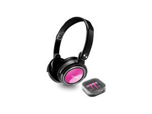 Icon Q - Kicks Swivel Headphones with Earbuds Combo - Pink - QHE210 Icon Q - Kicks Swivel Headphones with Earbuds Combo - Pink - QHE210