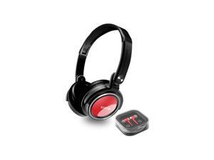 Icon Q - Kicks Swivel Headphones with Earbuds Combo - Red - QHE210 Icon Q - Kicks Swivel Headphones with Earbuds Combo - Red - QHE210