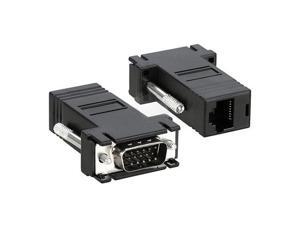 2 Black VGA Male to CAT5/CAT6/RJ45 Extender Adapters Cable 2 Black VGA Male to CAT5/CAT6/RJ45 Extender Adapters Cable