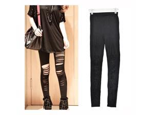 Cool Sexy Black women’s Girls Hippie Ripped Torn Slashed Leggings Tights Pant Cool Sexy Black women’s Girls Hippie Ripped Torn Slashed Leggings Tights Pant