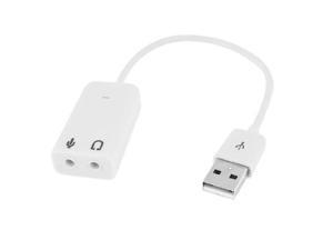 White 3.5mm Microphone Earphone Socket USB 2.0 Sound Card Speaker Audio Adapter White 3.5mm Microphone Earphone Socket USB 2.0 Sound Card Speaker Audio Adapter