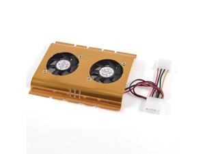 3.5" Hard Disk Drive HDD Dual Fan Cooling Cooler Gold Tone for Desktop PC 3.5" Hard Disk Drive HDD Dual Fan Cooling Cooler Gold Tone for Desktop PC