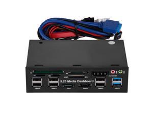 Multifuntion 5.25" Media Dashboard Card Reader USB 2.0 USB 3.0 20 pin e-SATA SATA Front Panel Multifuntion 5.25" Media Dashboard Card Reader USB 2.0 USB 3.0 20 pin e-SATA SATA Front Panel