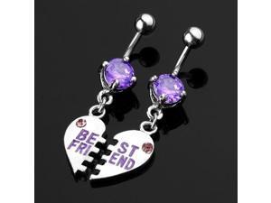 Pair Purple Crystal Belly Navel Bar Ring Body Piercing Pair Purple Crystal Belly Navel Bar Ring Body Piercing