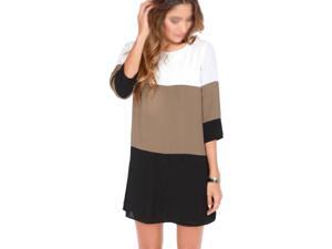 New Loose Dress Patchwork Tropical Women Summer Dress O-Neck Chiffon Plus Size Women Casual Dress Black & White & coffee S New Loose Dress Patchwork Tropical Women Summer Dress O-Neck Chiffon Plus Size Women Casual Dress Black & White & coffee S