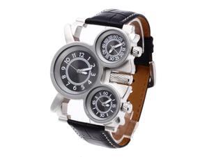 THZY Men's Military Wristwatch Quartz movement Black Leather Strap THZY Men's Military Wristwatch Quartz movement Black Leather Strap