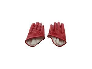 Women's Faux Leather Five Finger Half Palm Gloves Red Women's Faux Leather Five Finger Half Palm Gloves Red