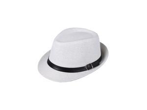 Hat Boys Fedoras Trilby Cap Straw Beach Sunhat with Belt White Hat Boys Fedoras Trilby Cap Straw Beach Sunhat with Belt White