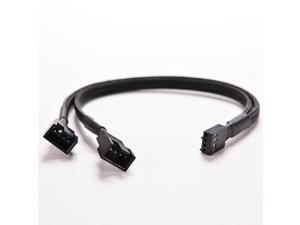 4Pin PWM To Dual PWM Computer Case Fan Power Sleeved Y-Splitter Cable 4Pin PWM To Dual PWM Computer Case Fan Power Sleeved Y-Splitter Cable