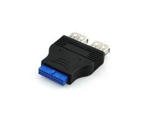 20 Pin Motherboard Female to 2 Type-A Female 2 Port Panel Mount USB 3.0 F/F Adapter - USB A to Motherboard Header Cable 20 Pin Motherboard Female to 2 Type-A Female 2 Port Panel Mount USB 3.0 F/F Adapter - USB A to Motherboard Header Cable