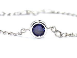 1 Ct Blue Sapphire Round Bezel Bracelet .925 Sterling Silver Rhodium Finish 1 Ct Blue Sapphire Round Bezel Bracelet .925 Sterling Silver Rhodium Finish