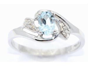 0.50 Ct Genuine Aquamarine & Diamond Oval Ring .925 Sterling Silver Rhodium F... 0.50 Ct Genuine Aquamarine & Diamond Oval Ring .925 Sterling Silver Rhodium F...