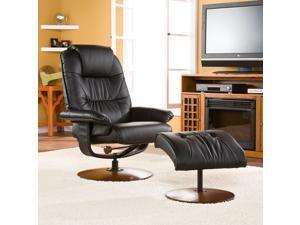 Ana Bonded Leather Recliner & Ottoman - Black Ana Bonded Leather Recliner & Ottoman - Black