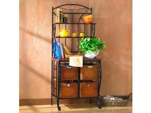 Normandy Iron/Wicker Bakers Rack Normandy Iron/Wicker Bakers Rack