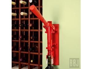 BOJ Wall-mounted Corkscrew Red & Red Wood Backing BOJ Wall-mounted Corkscrew Red & Red Wood Backing